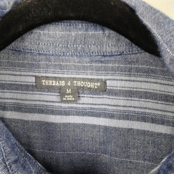 THREADS 4 THOUGHT 100% Cotton Snap‎ Button-up Long Sleeve Shirt Blue Mens Size M - Picture 9 of 11